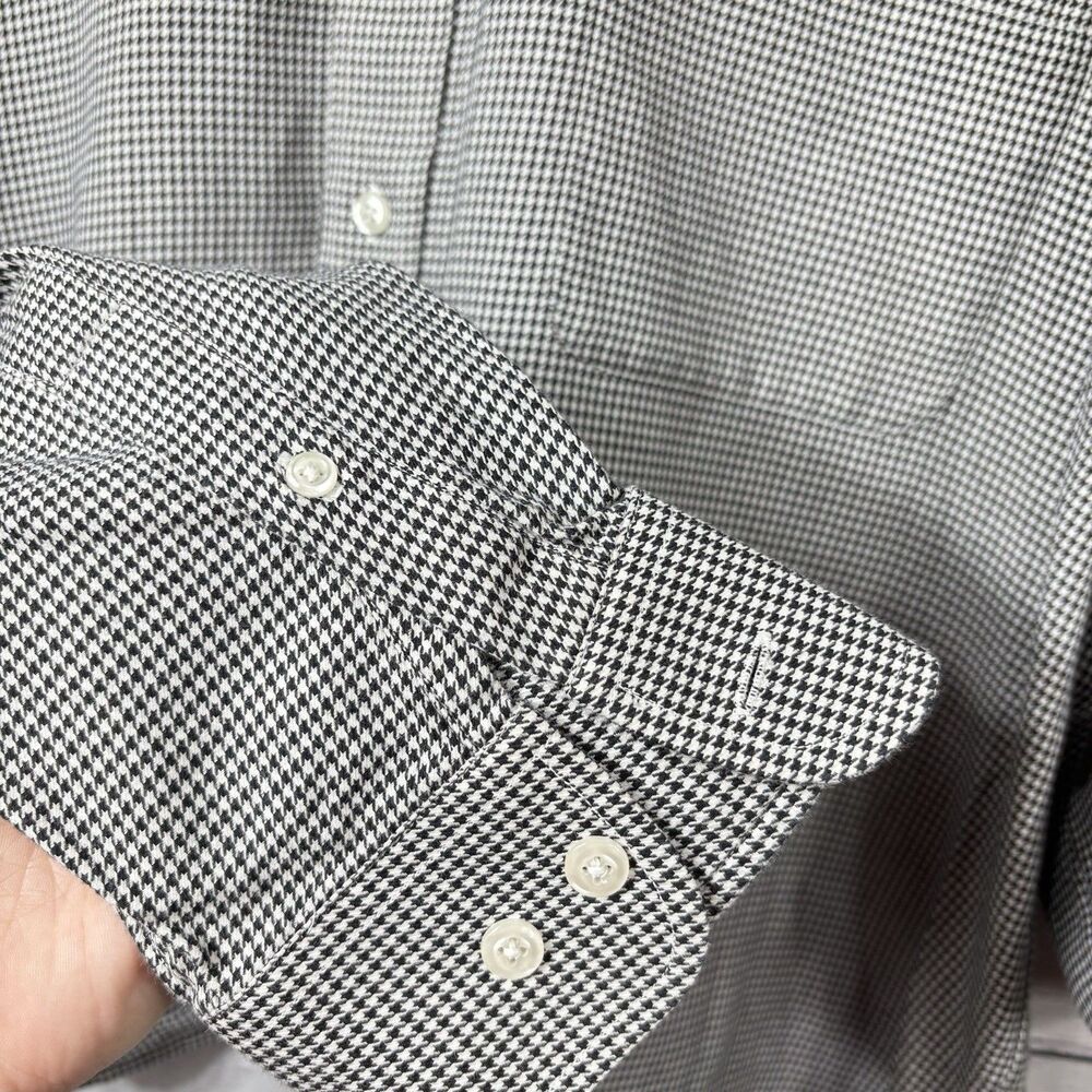 Ruffle Collar Button up Blouse Reworked Upcycle Houndstooth Check XL or XXL Wmns - Picture 2 of 7